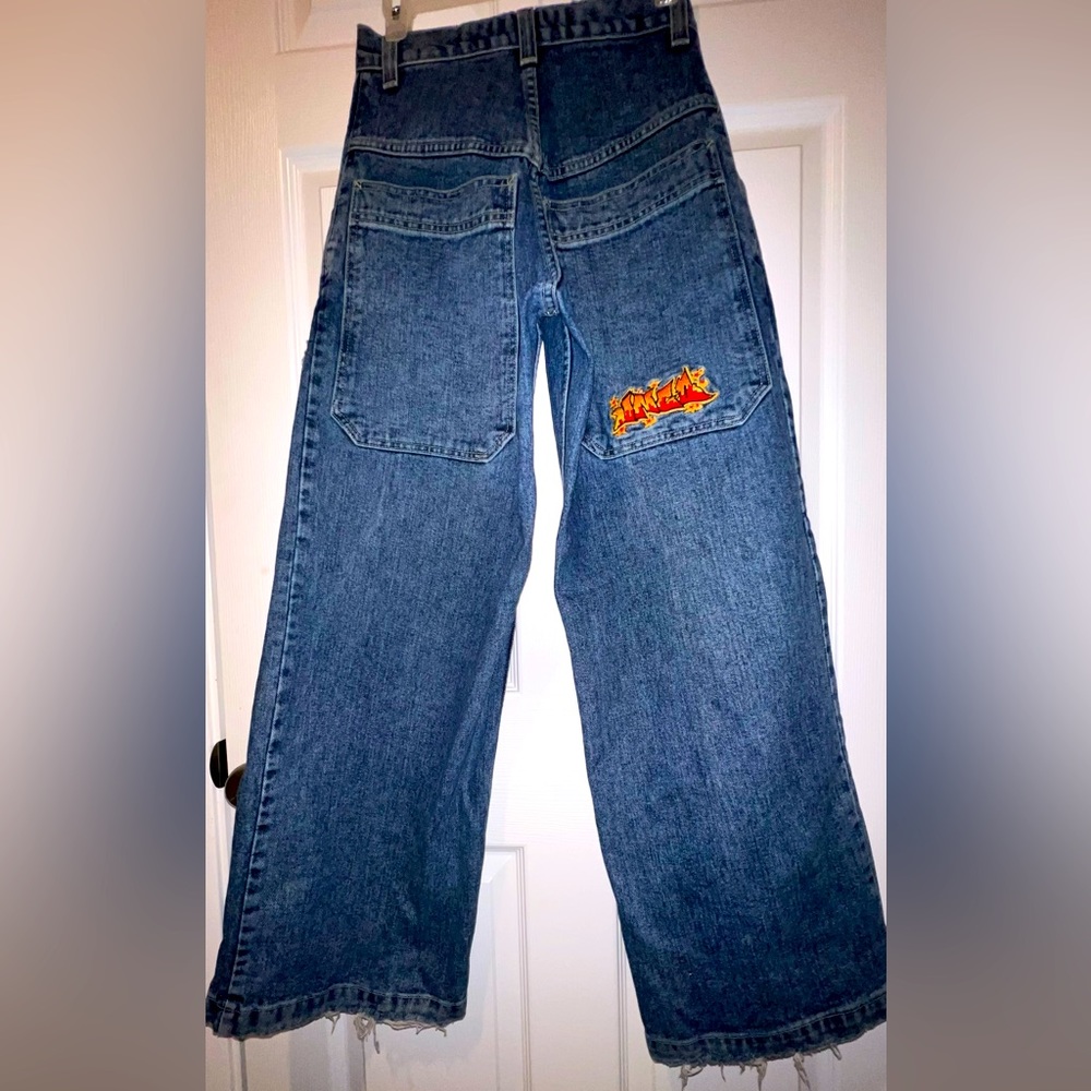 Vintage Jnco Jeans Sz.7 Blue Streetwear Grunge Flared Leg Girlie Stuff Y2K.